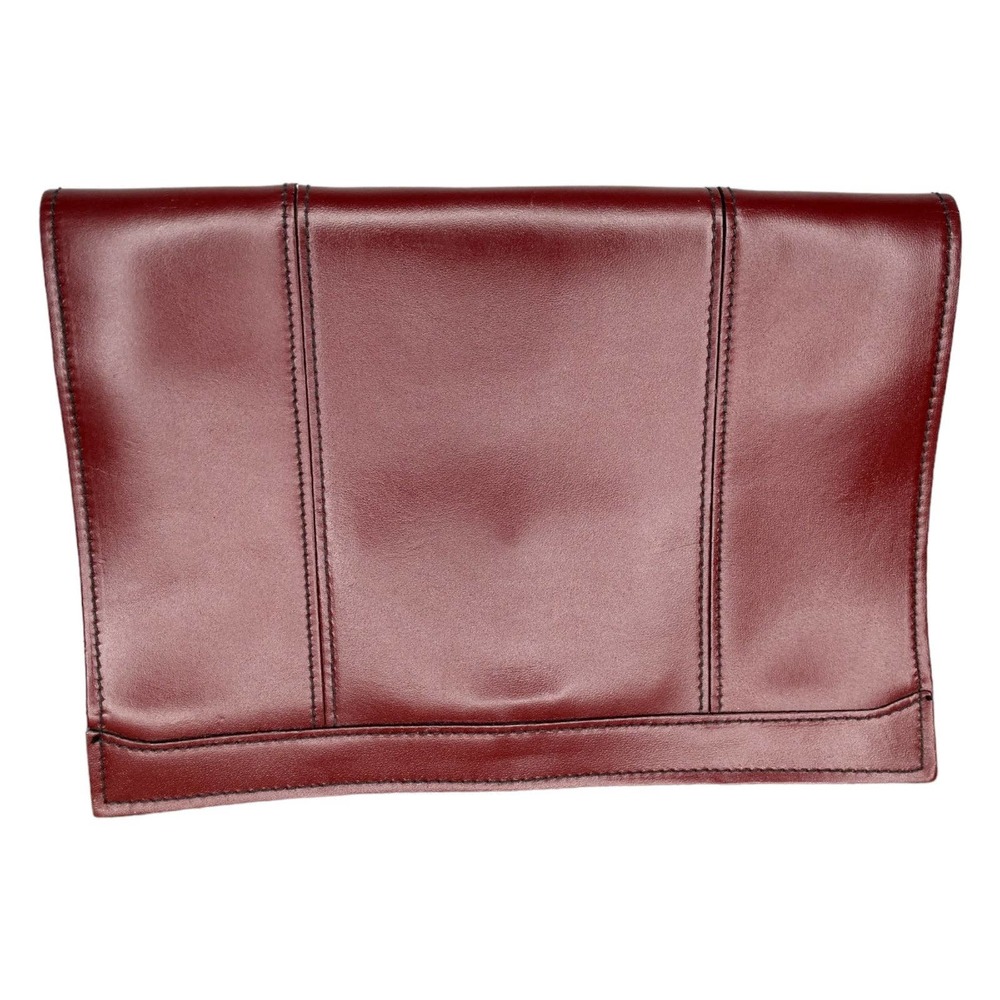 Vintage Hara Foldover Envelope Clutch Burgundy Leather Made in USA